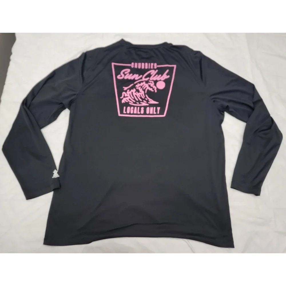 Chubbies Long Sleeve Black Swim Shirt UPF 50 Mens Size XL Sun Club Locals Only